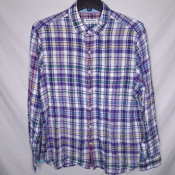 Tommy Bahama Other - TOMMY BAHAMA 100% Linen Men's Multi-Color Plaid Button-Down Shirt LARGE